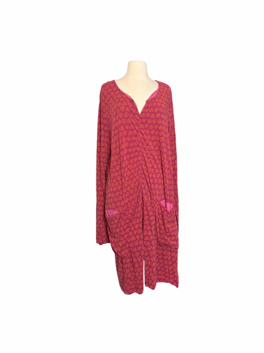 Gudrun Sjoden Organic Cotton Pink and Orange Patterned Long Sleeve Dress